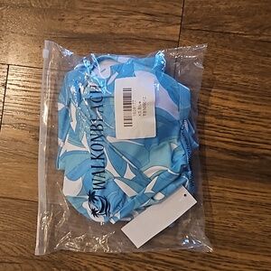 XS walk on the beach tankini w/ skirt teal blue floral print. NWT liner attached